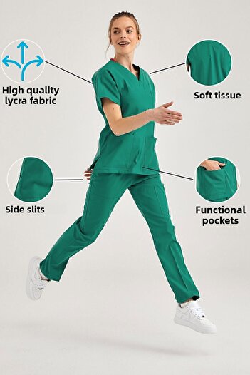 Pozitif Üniforma Operating Room Green Lycra Nurse Jersey Bottom Top Surgical Team Scrubs Uniform Surgical Jersey