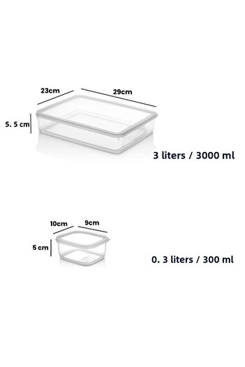 DOVİHOME 7 Piece Vacuum Sealed Storage Container Set 3000 ml and 300 ml |   Transparent |   Refrigerator Organizer