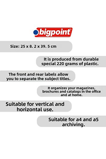 Bigpoint Green Durable Abs Plastic Folder, Vertical-Horizontal Fit A4&A5