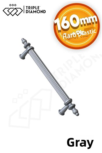 Triple Diamond Mâner din polimer gri de 160 mm - detaliu sertar și dulap, mâner de mobilier 1 bucată