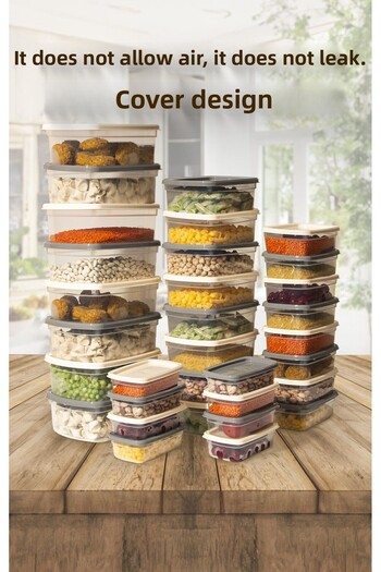 Nesto Home Set of 32 Multi-Purpose Storage Containers Freezer and Microwave Compatible Easy Box 8X1220 8X750 8X430 8X225 ml