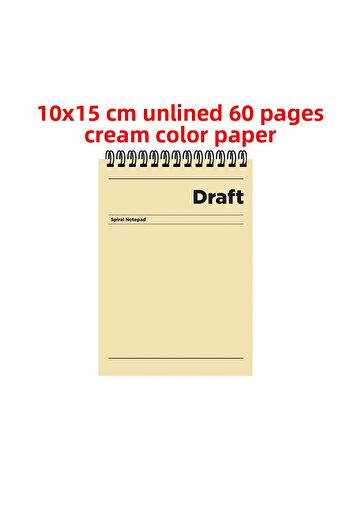 SEYFİKİRTASİYE 10x15 Cm A6 Unlined 60 Sheets Cardboard Cover Ring Notebook 60 Gr Cream Color Paper Draft