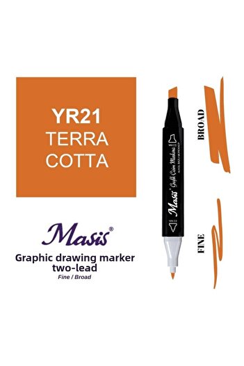 Masis Brick Color Double Tip Graphic Pen - Marker 21