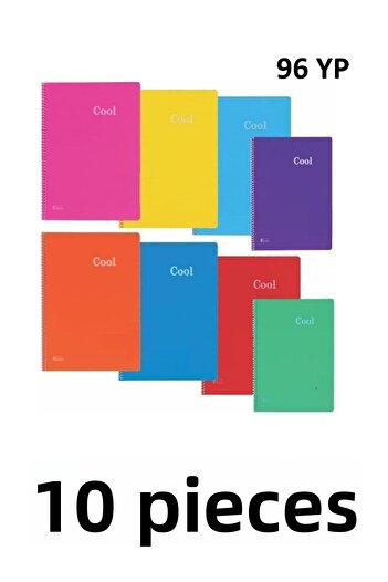 KESKİN COLOR 10 Pieces A4 Cool Spiral 96 Sheets Lined Notebook