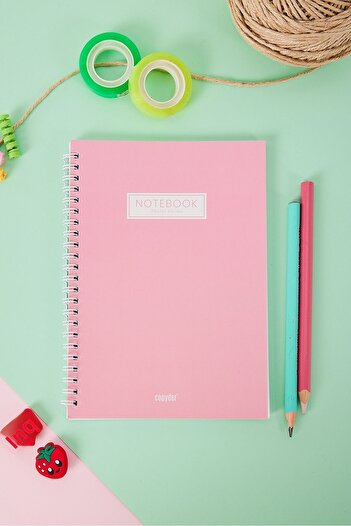 Copyder Pink Pastel Color Plain Spiral A5 Unlined 100 Sheets School Notebook