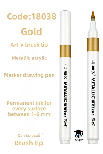 SEYFİKİRTASİYE 1-6 MM Brush Tip Metallic Acrylic Marker - Performer Ink for All Surfaces