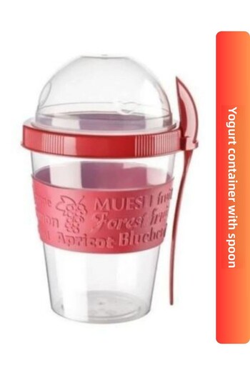 Viyalente Ice Cream Container with Spoon Yogurt Container with Spoon Practical Multi-Use