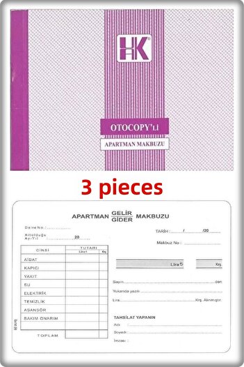 TAN EXPRESS Ulaş Apartment Receipt Autocopyl 2/50 2 Nüsha 14x20 Cm 3 Pieces