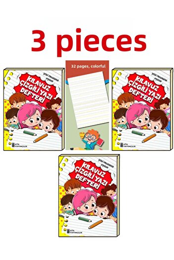 Ata Yayıncılık Ata 1St Classroom Writing Notebook - 0.5 cm Spacing, 3 Lines - Large Size from 2 Spacing, 3 Pieces