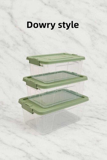 DOWRY STİL Eco Triple Storage Container Set 1.2 Lt - 2.05 Lt - 3.45 Lt Green Snl