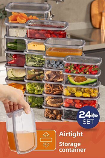 Vienev طقم تخزين محكم 24 قطعة أنثراسايت - 6x(250-500-750-1200 مل)