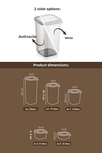 Vienev Set of 15 Anthracite Storage Container with Labels