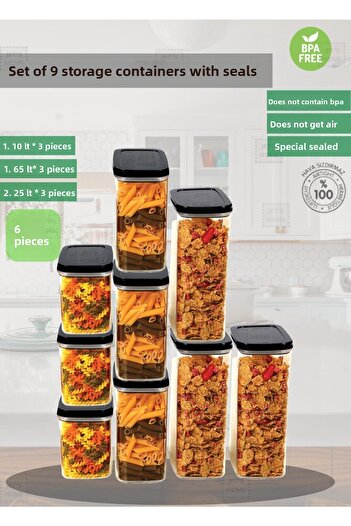 Jet's Home 9-Piece Sealed Storage Container Set Leak-Proof Food Container