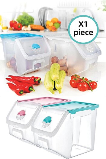 LİRAZON 1 Piece Potato Onion Pantry Storage Container Organizer Set 12 Lt (32,5x23,5x23,5 Cm) 12 Liter Pantry Holder
