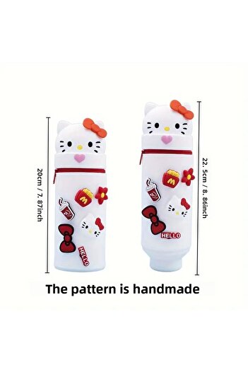 bundle island Hello Kitty Patterned Children's Silicone Pencil Case - Round Design
