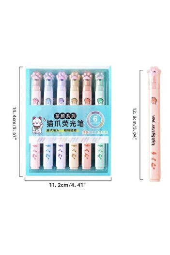 Need Cat Paw Patterned Highlighter Set of 6