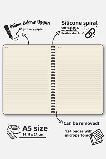Victoria's Journals Silicone Spiral Notebook 80 Gr Ivory A5 Lined
