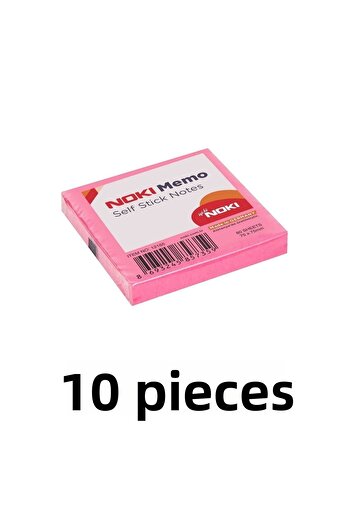 Noki 10 Pieces Postit 75mm X75mm Adhesive Paper 80 Sheets Pink