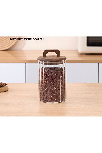 MİEN Esyhome Acacia Jar with Lid 950 ml