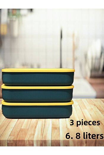 Bayev 3 Pieces 6.8 Liter Green Storage Container Crisper Food Storage Toy Box