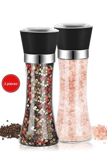 Tilbe Home Salt Mill Pepper Shakers Black Pepper Salt Shakers Spice Has Mill Rotary Ceramic Blade Grinder