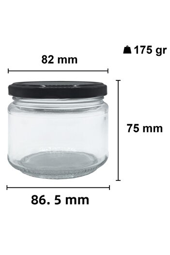 Afracam 300 ml Metal Black Canned Lid 300 Cc Transparent Magnolia Glass Jar 1 Piece