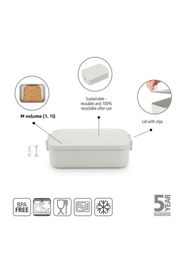 Brabantia 004-01-maKE Gray PLastic Medium Size Food Carrying ConTainer - 1.1L