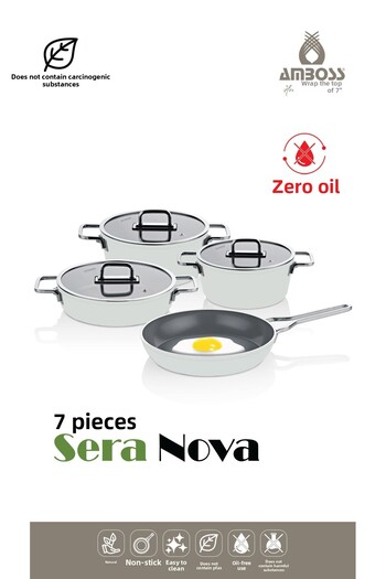 Amboss Sera Nova 7 Piece Ceramic Pot & Pan Set White