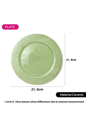 Fissman 1-Piece Ceramic Plate Green Crackle 21cm