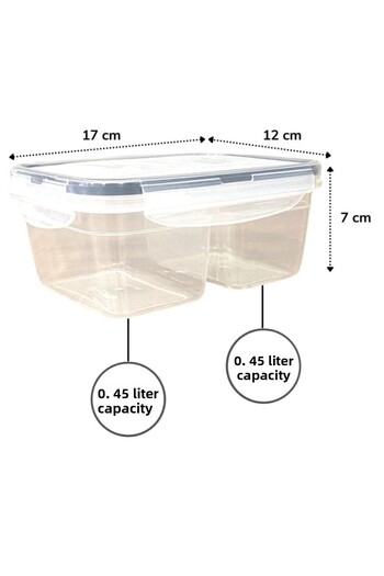 safestore 0.45+0.45 Liter Food Storage Container - 2 Compartments, Lockable Lid, Lc-524