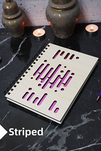 markcat Wooden Covered Music Rhythm Themed Line Notebook - Agenda and School Notebook (A5 - 120 Pages)