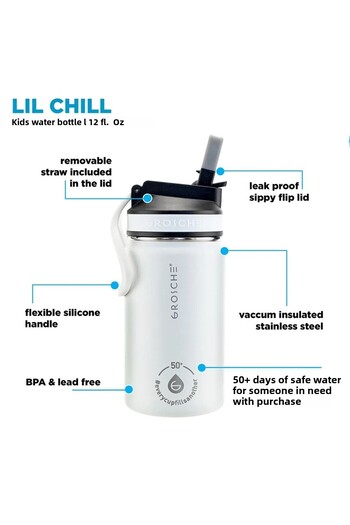 Grosche Lil Chill Insulated Children's Water Bottle White 360 Ml