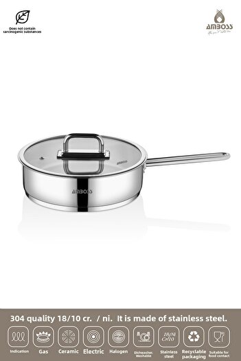Amboss Nova Stainless Steel Pan with Glass Lid 26X6 cm
