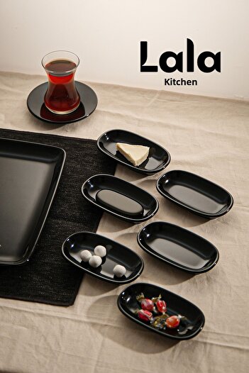 Lala Mutfak Set of 6 (12X7 cm) Shatter-Resistant Gozde Kayak Plates - Breakfast, Snack and Presentation Plates