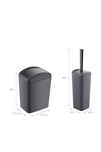 Smartware Soft Dustbin and Wc Brush Anthracite