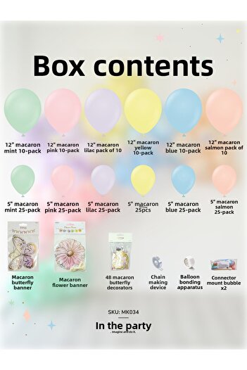 partince Macaron Butterfly Flower Themed Balloon Chain Set Birthday Balloon Balloon Chain Birthday Party Set