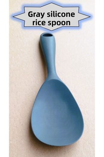 TARIK HOME 22cm Hard Tip Grey Silicone Mixing Spoon, Pilaf Spoon Non-Flammable Non-Stick Pan Non-Scratch