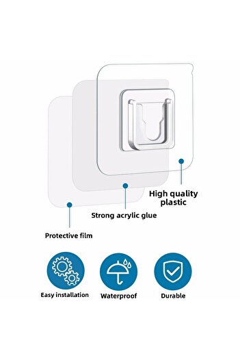 tafce 1 Piece Double-Sided Adhesive Snap Clip Item Fixing Hanger Transparent Wall Hook