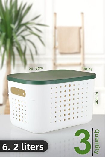 HOMENIVA 3 Pieces Shelf Organizer with Bubble Lid - Storage Box 6.2 Lt