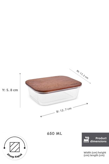 Karaca Karya Acacia Glass Storage Container with Wooden Lid 650 ml