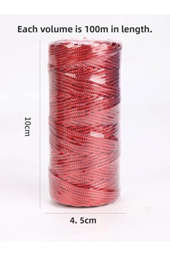 Choice A red 1.5mm 100M Gold Silver Macrame Cord Rope String for Sewing DIY Rope 100M Macrame Rope String f