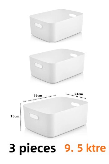 Mutfak Köşesi سلة تنظيم الحمام الأساسية المكونة من 3 قطع من TidyBox بحجم كبير 9.5 لتر، منظم ثلاجة مزخرف