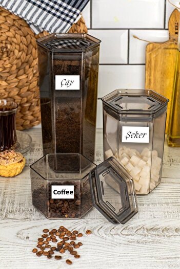 Comprox Vacuum Honeycomb Pattern Acrylic Storage Badges |   Tea,Sugar,Coffee (1700+1180+600)Ml