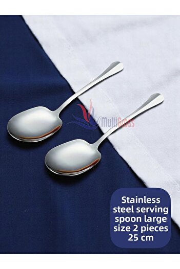 Multiamo Steel 25 cm 2 Pieces Large Size Serving Spoon / Presentation Spoon