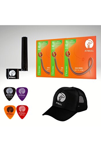 Pitbull Strings Gold Series Electric Guitar String Set of 3 (WIRE WRAPPER 4 CENA HAT) Geg 11-52 Mthb 3p Ssc