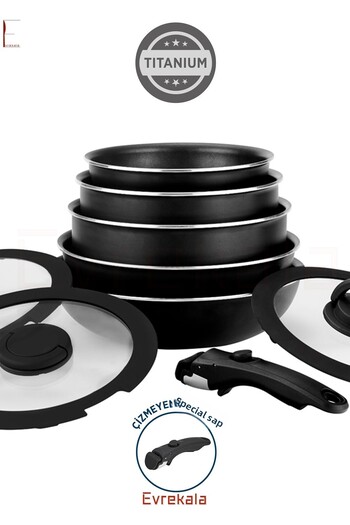 Leggno Evrekala Handle Pan - Pot Set Leggno Nesting with Removable Handle Full Special Set Titanium