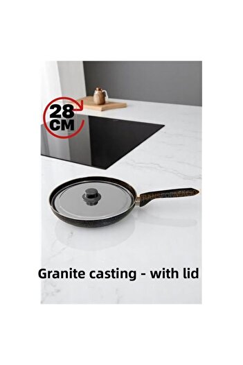 ModaCar Engstore Granite Cast Pan with Stainless Steel Lid - Non-Stick Base 28 cm