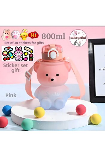 Salsepetial Teddy Bear Water Bottle Water Bottle with Teddy Bear Figured Water Bottle Teddy Bear Water Bottle 800ml