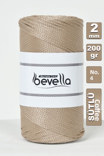 Bevella Macrame Cord 2 mm - 200 gr Πολυεστέρας Milk Coffee Macrame, Polyester Floss, Supla και νήματα τσάντας
