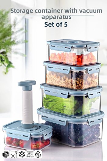 Nandy Home Set of 5 Storage Containers That Can Be Used in Microwave and Freezer with Vacuum Apparatus